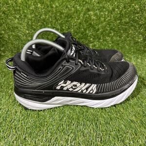 Hoka One One Bondi 7 Black Running Shoes Sneakers 10.5 Women 1110519 BWHT